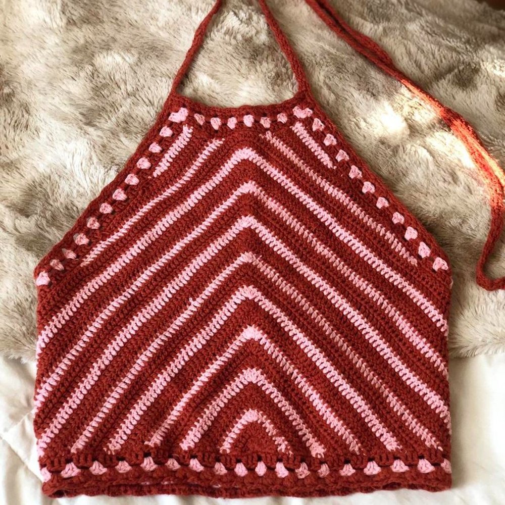 Orange Crochet Crop Top